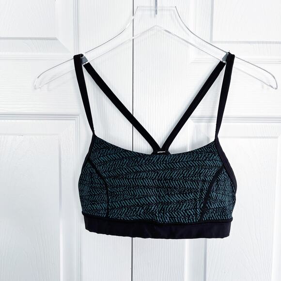lululemon athletica Other - Lululemon Rise and Run Bra Mini Trax Deep Green Black Racerback Sports Bra